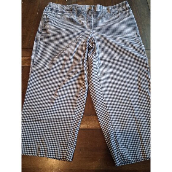 Talbots Navy Blue & White Gingham Check Cropped Pants size 12P - Picture 1 of 7